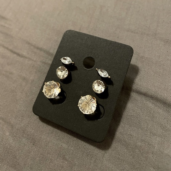 3-pairs sparkle studs earrings set - Picture 1 of 3